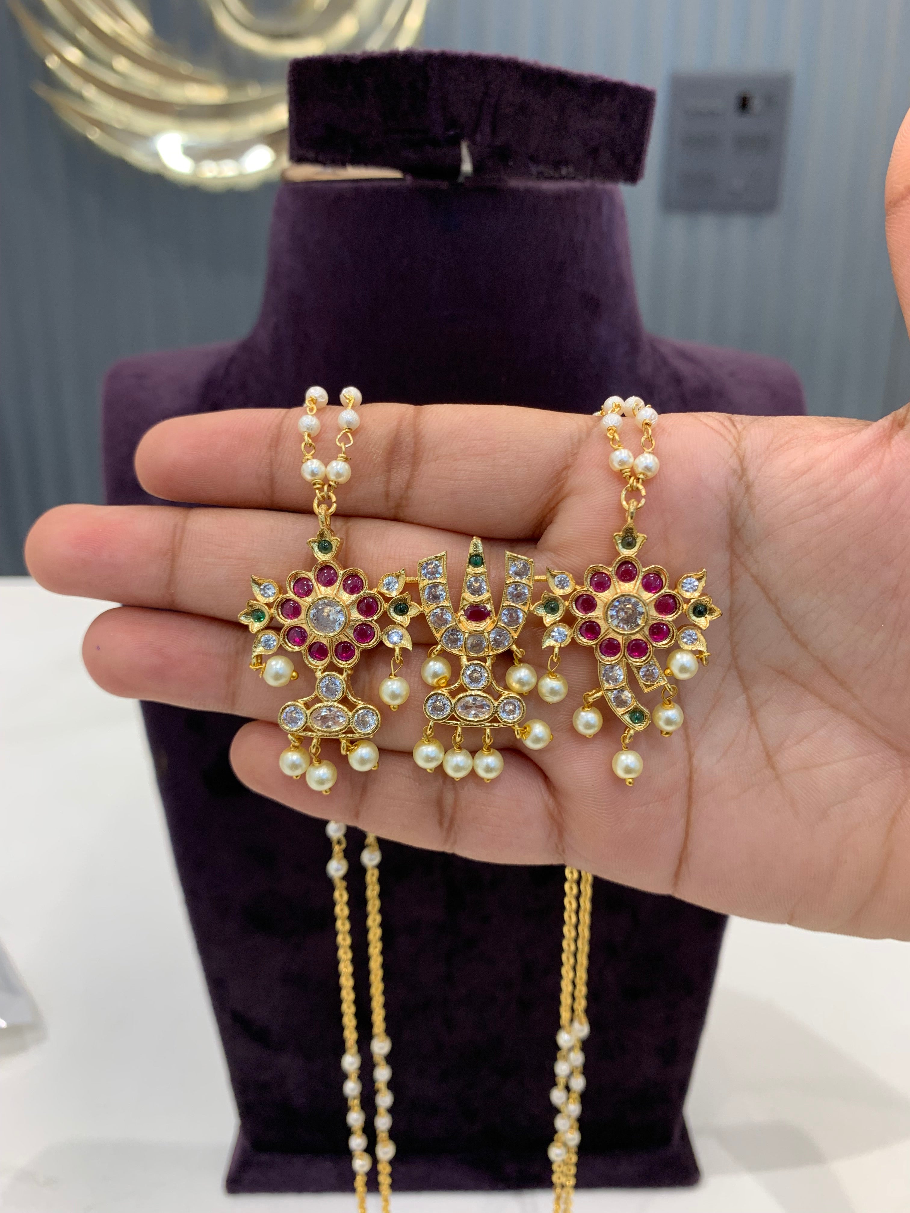 Beautiful Venkateswara swami locket with chandraharam chain 24inchs