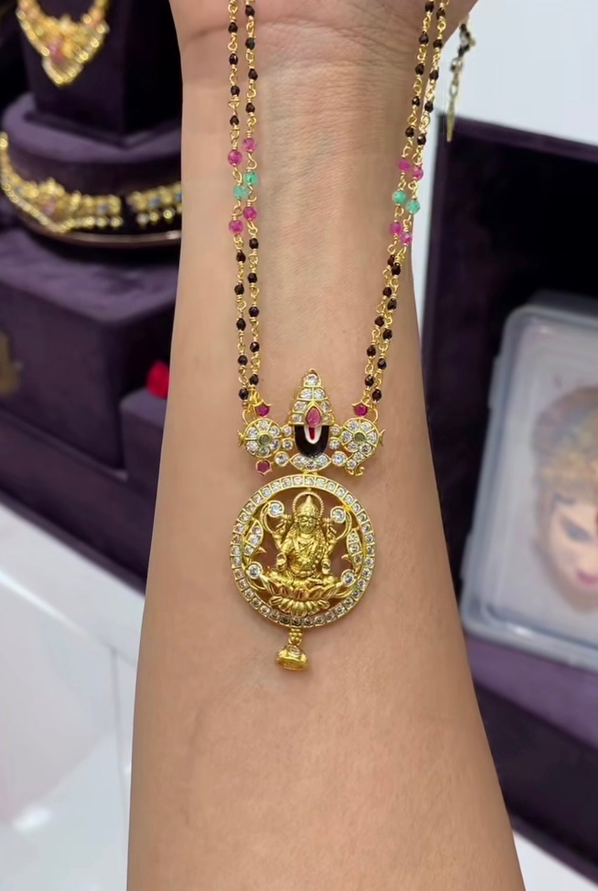 Beautiful customised balaji blackbeads 2 line 18inchs