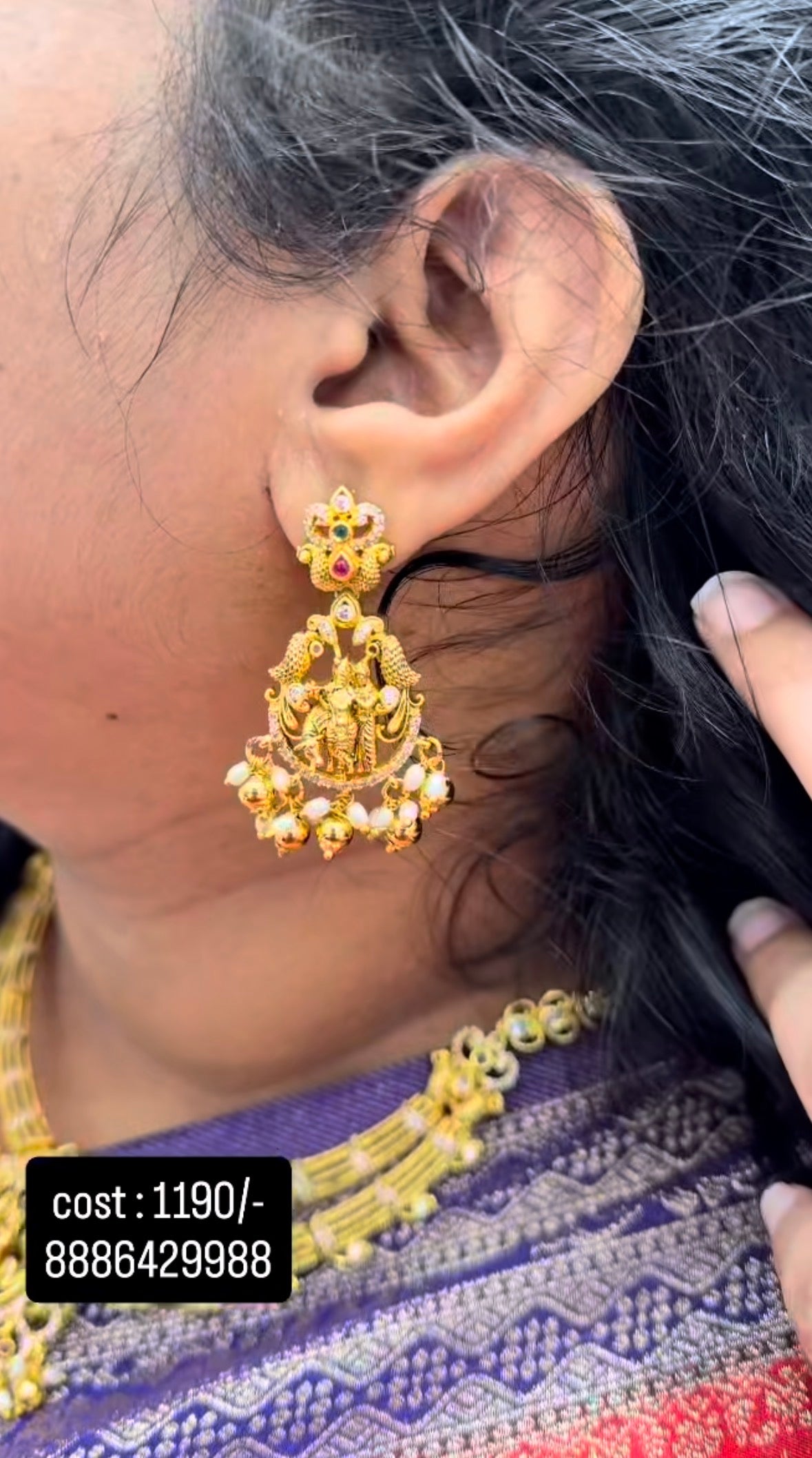 Beautiful radhakrishna necklace with gold bolls