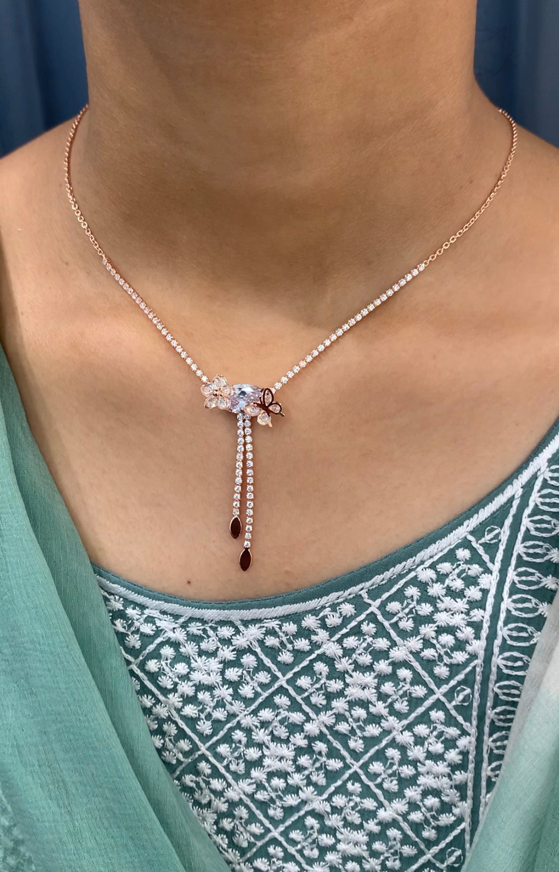 Beautiful rose gold simple chain with back adjustable rings