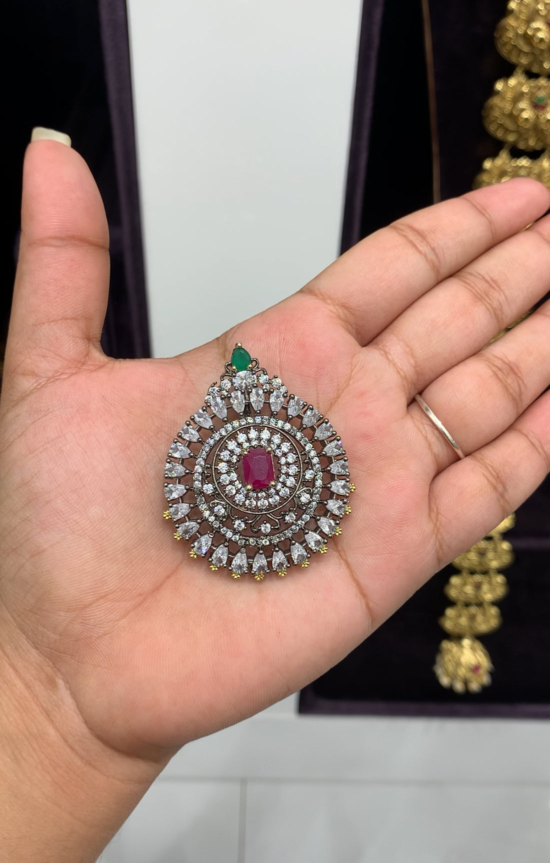 Beautiful black Victoria pendant with back hook