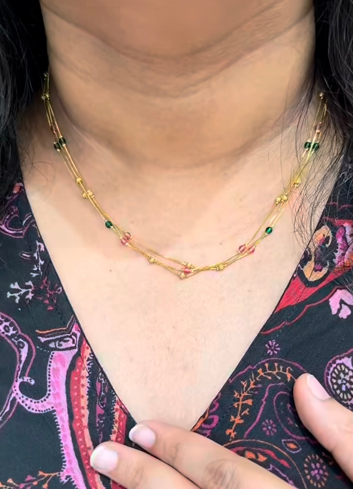 Beautiful 3 line multi chain 15-16 inchs