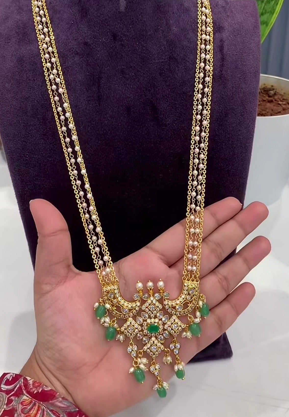Beautiful Locket With Stylish Chandraharam Chain