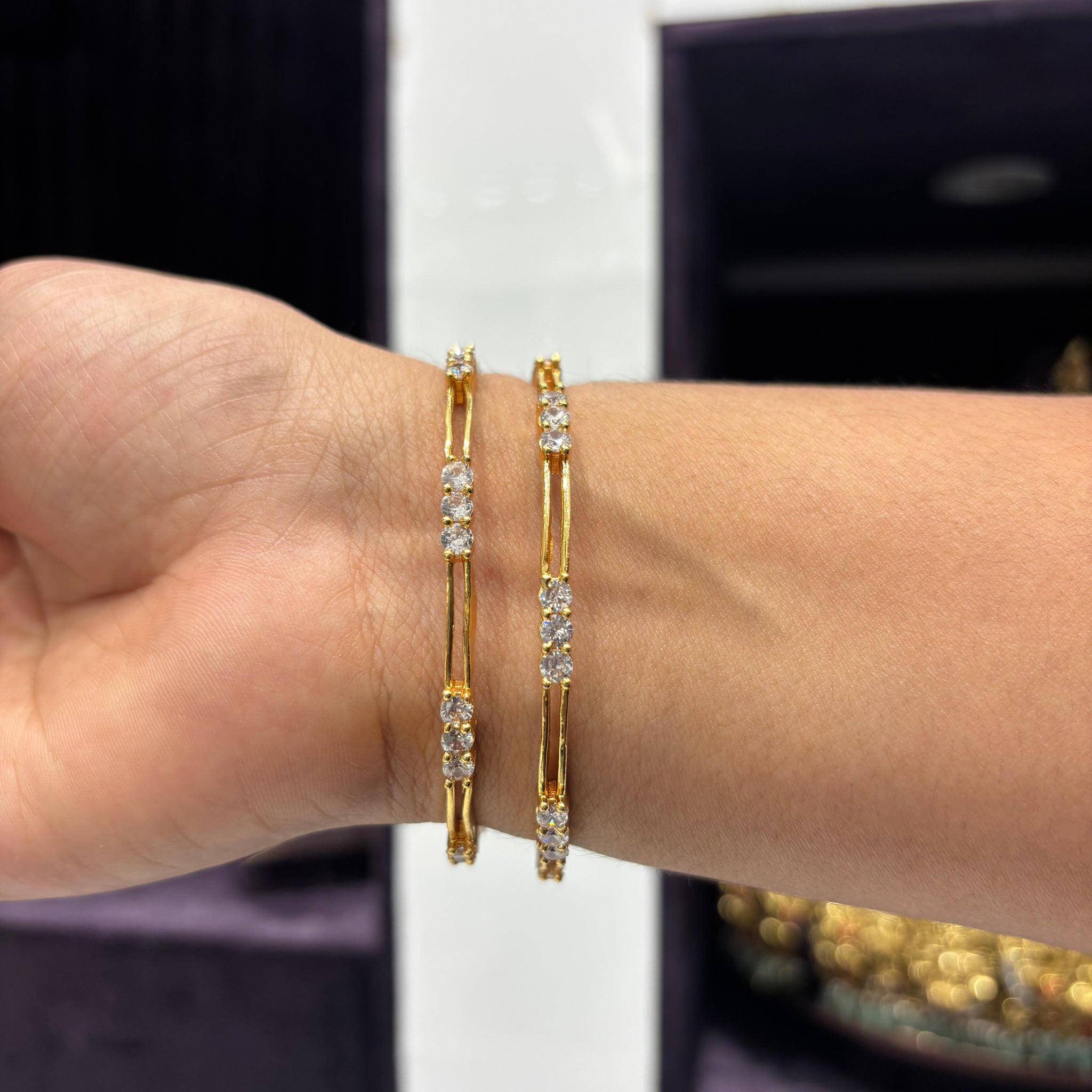CZ White Stone Bangles
