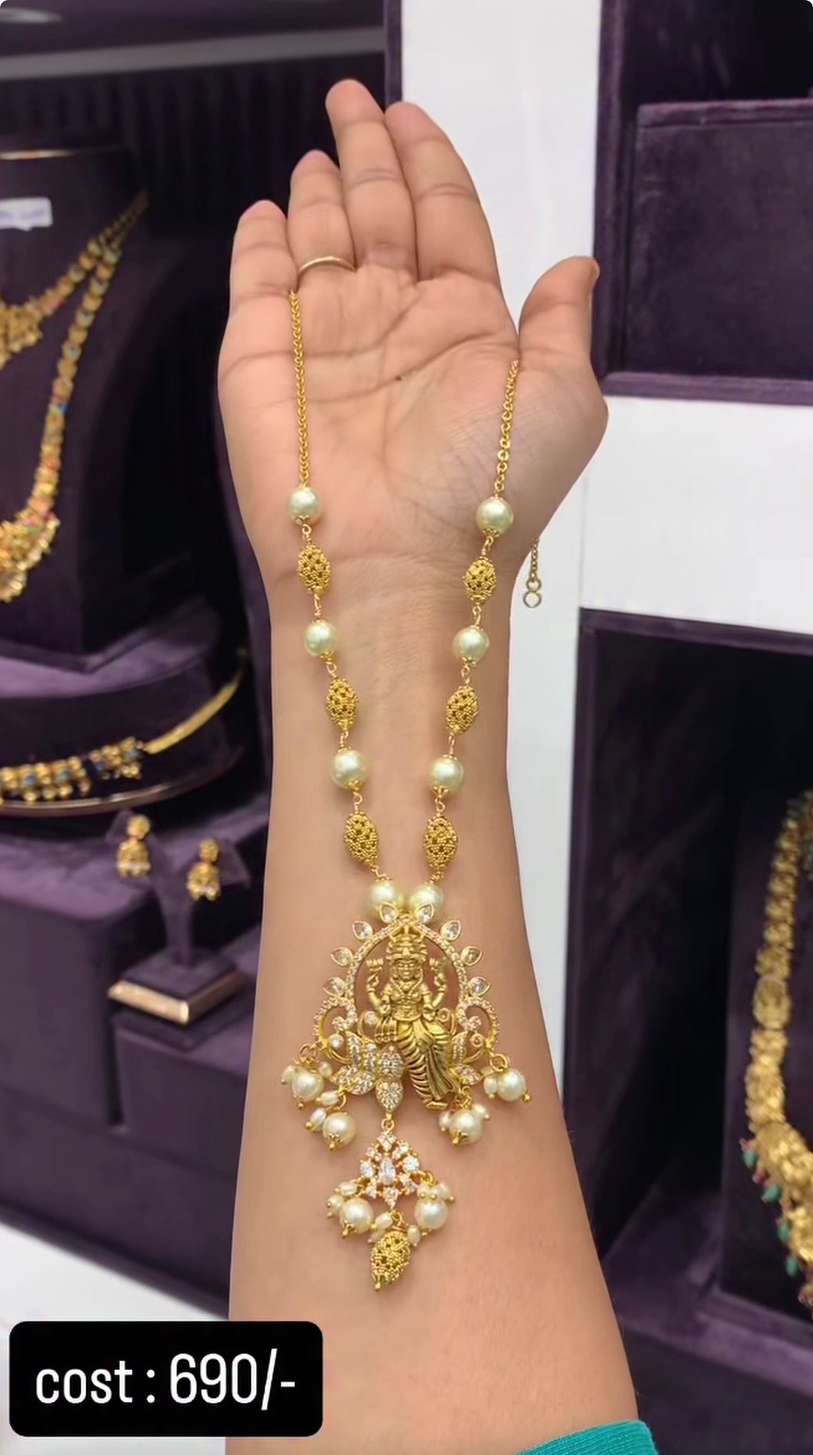 Beautiful LakshmiDevi pendent Customised Chandraharam Chain