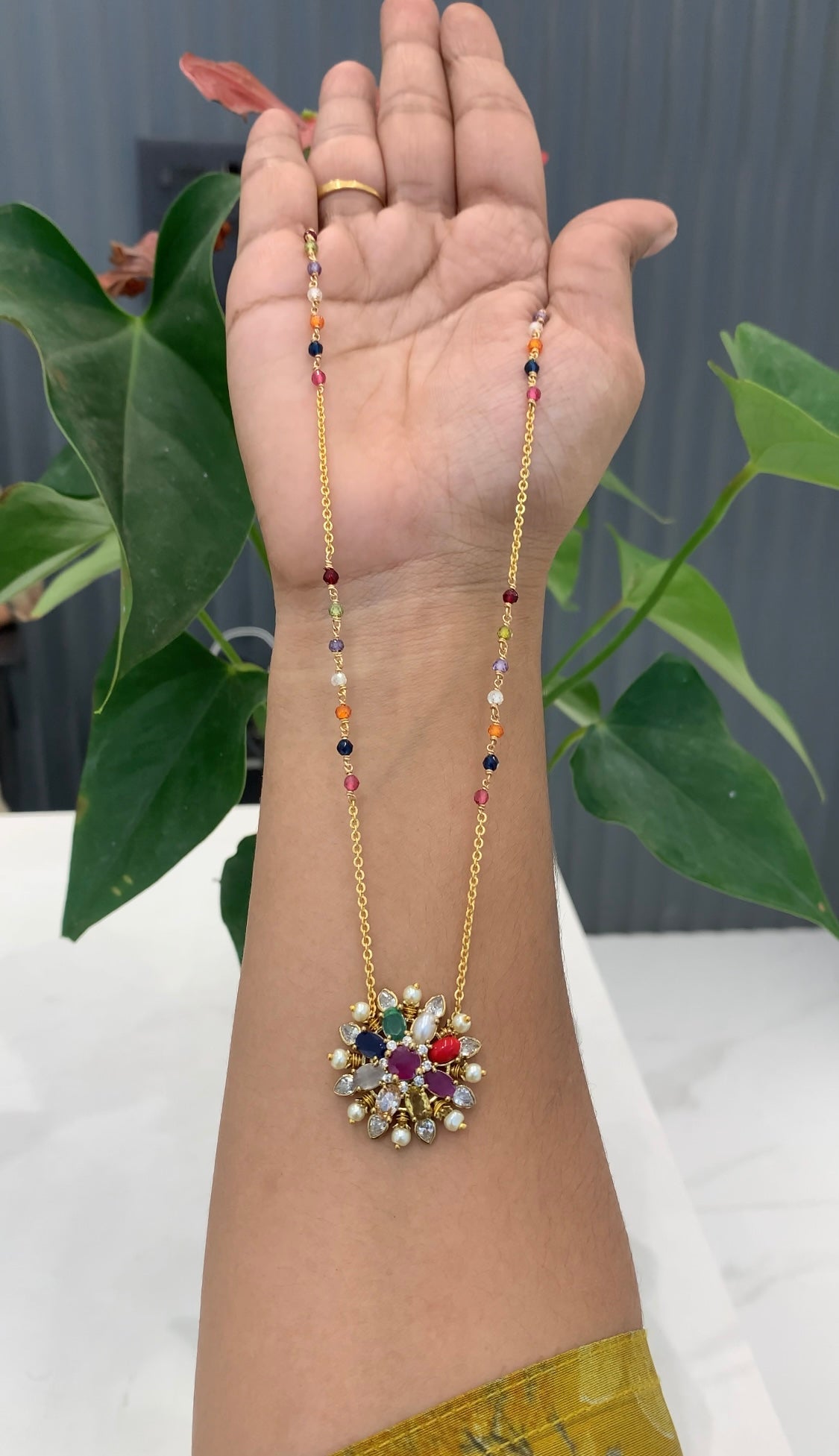 Beautiful NAVARATHAN locket with Chain