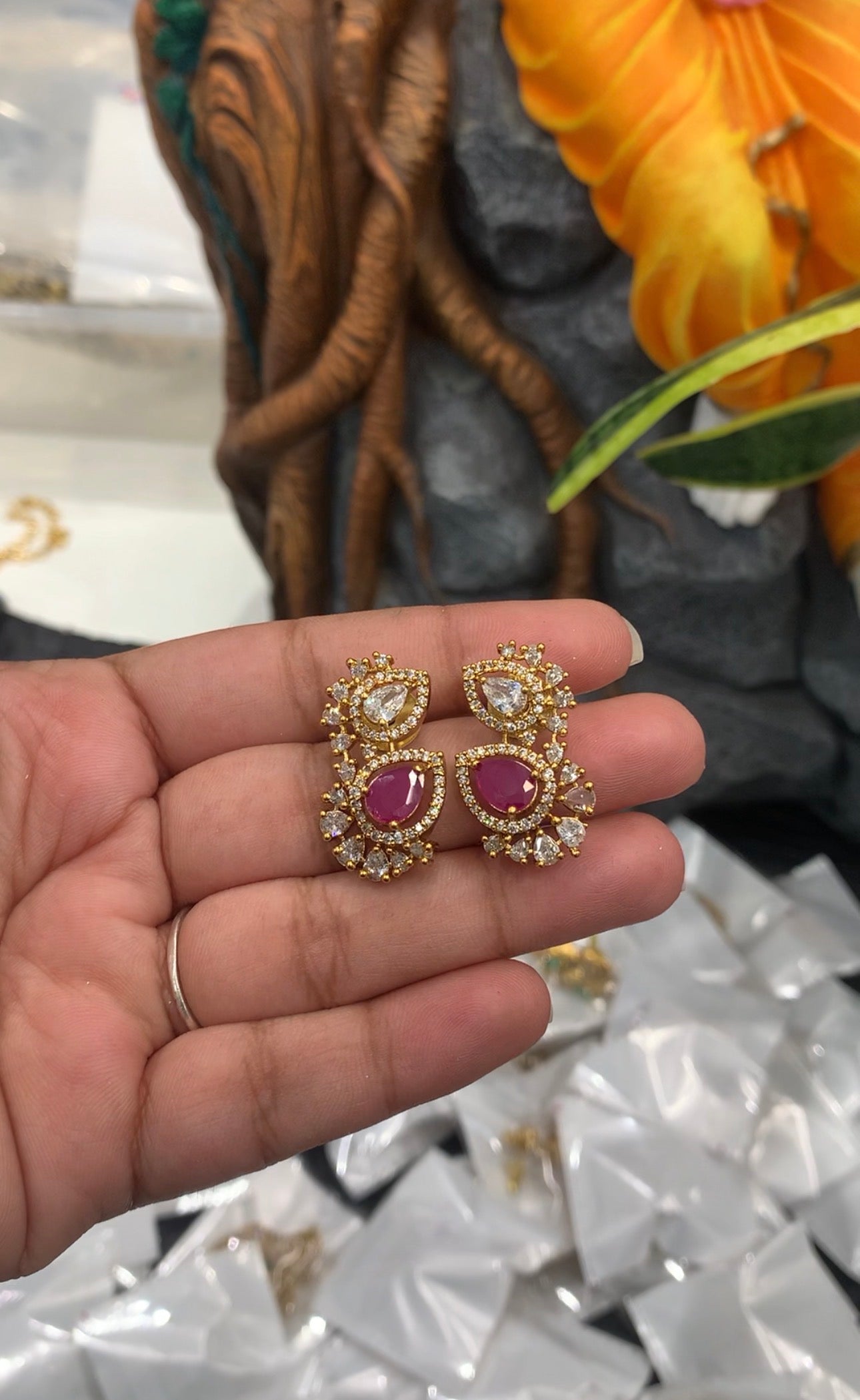 Beautiful ruby stone studs