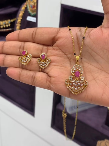 Beautiful Ruby stone Pendent Set With Customised Chain
