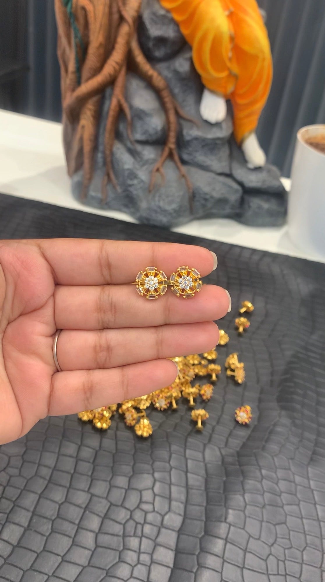 Beautiful screwback white  studs