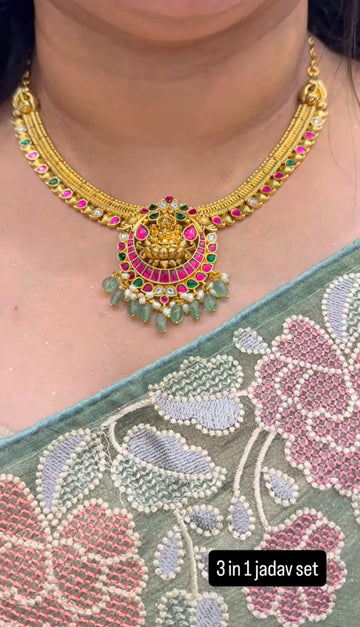Beautiful 3 in 1 jadav necklace