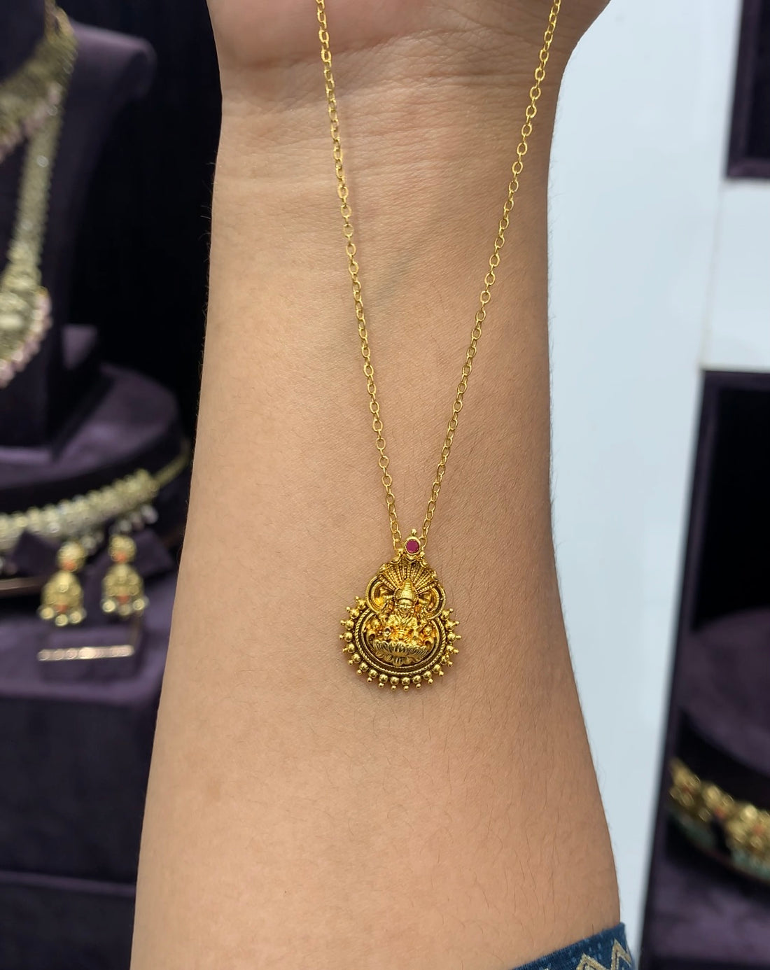 Beautiful lakshmi locket with simple chain