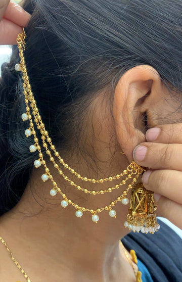 Beautiful handmade 3 line gold bolls champaswaralu