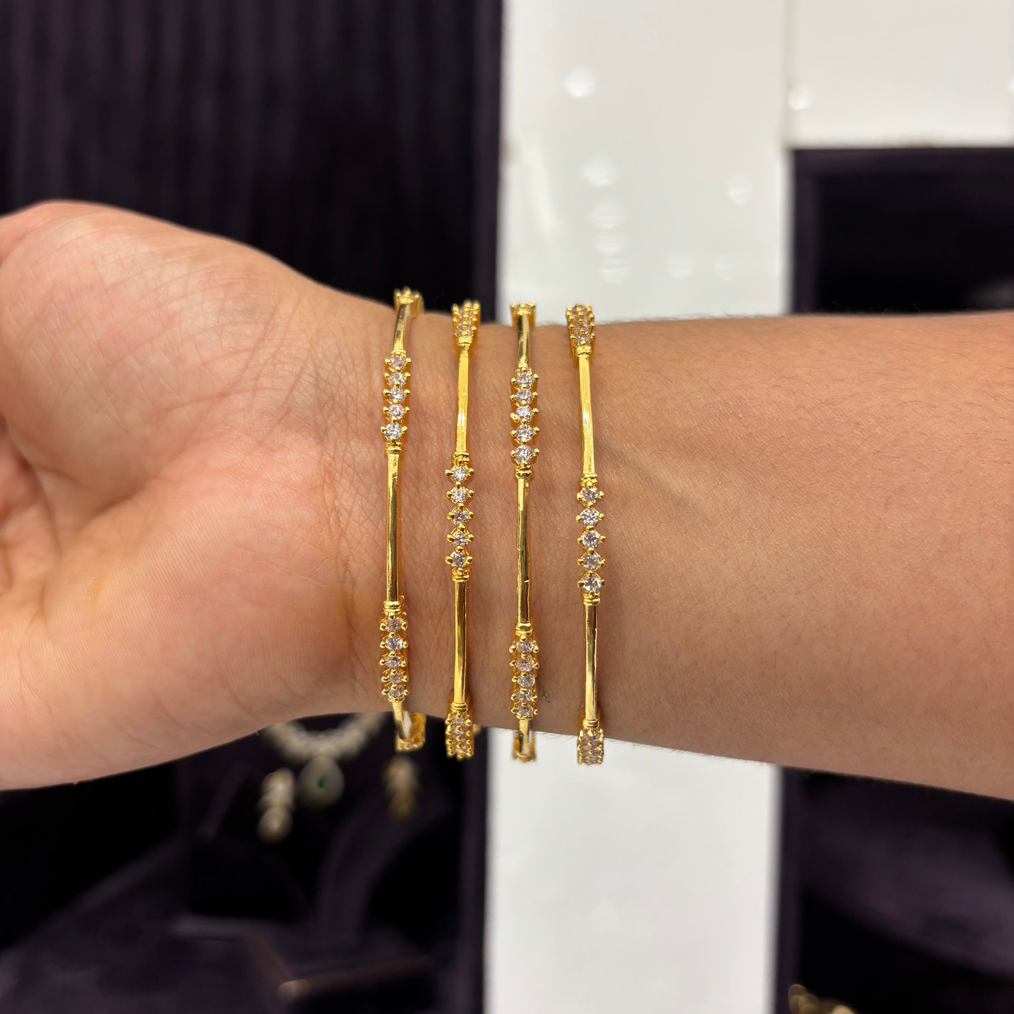 Most trending Cz stone bangles (set of 4)
