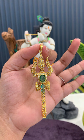 Beautiful Trishul and Dramu pendant
