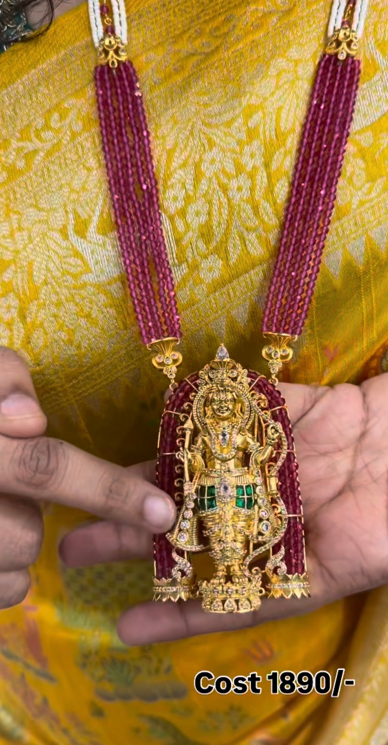 Beautiful lord Sri Rama pendant with customised beads set