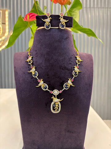 Beautiful Purple Stone parrot Necklace
