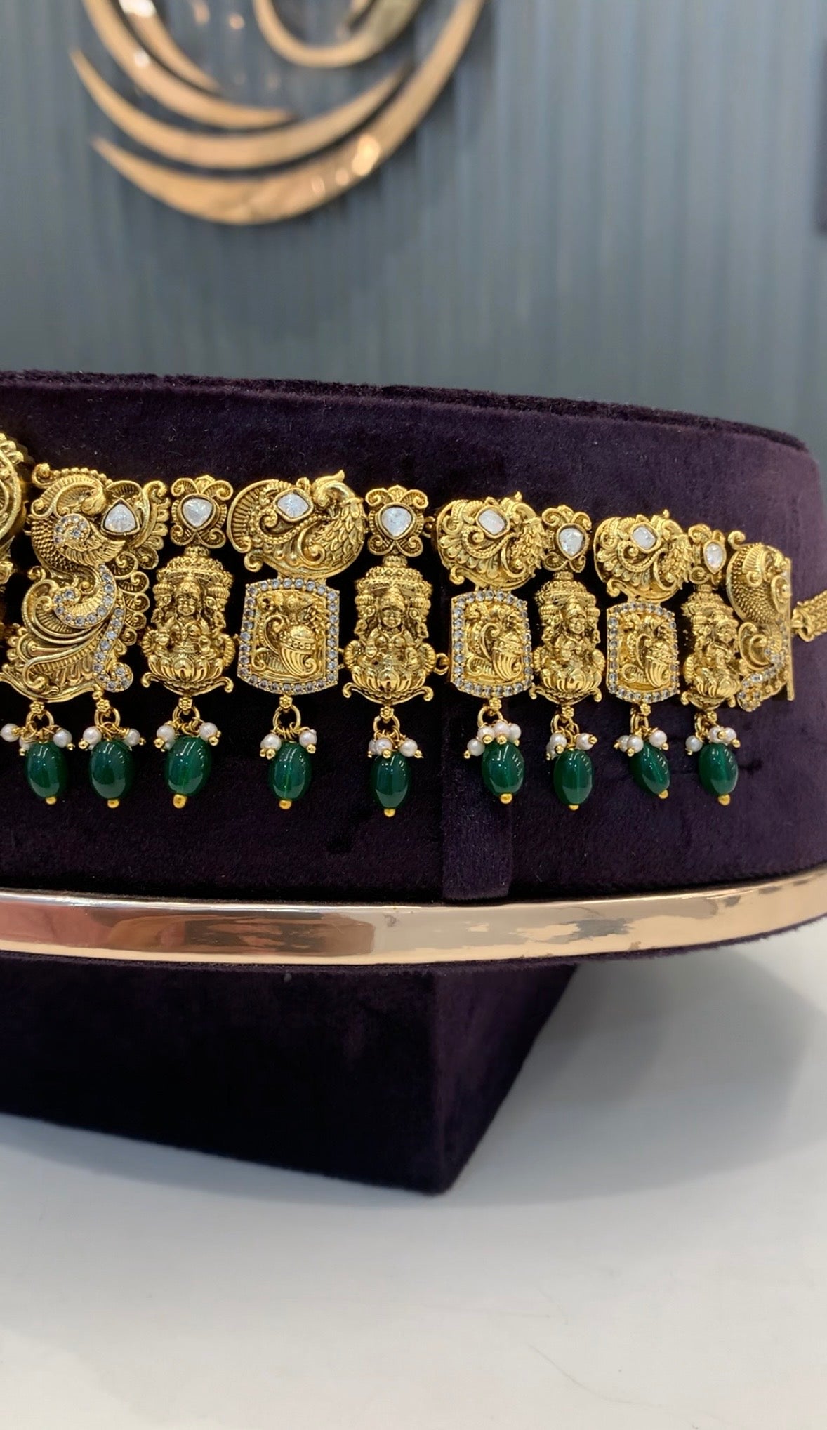 Beautiful Real Mossiante Stone Chain Hipbelt