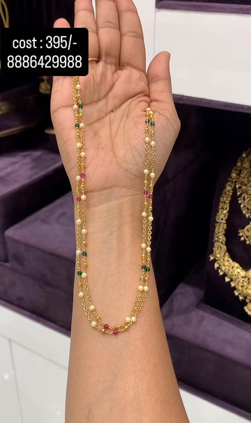 Beautiful customised 2 line chandraharam chain 18inchs