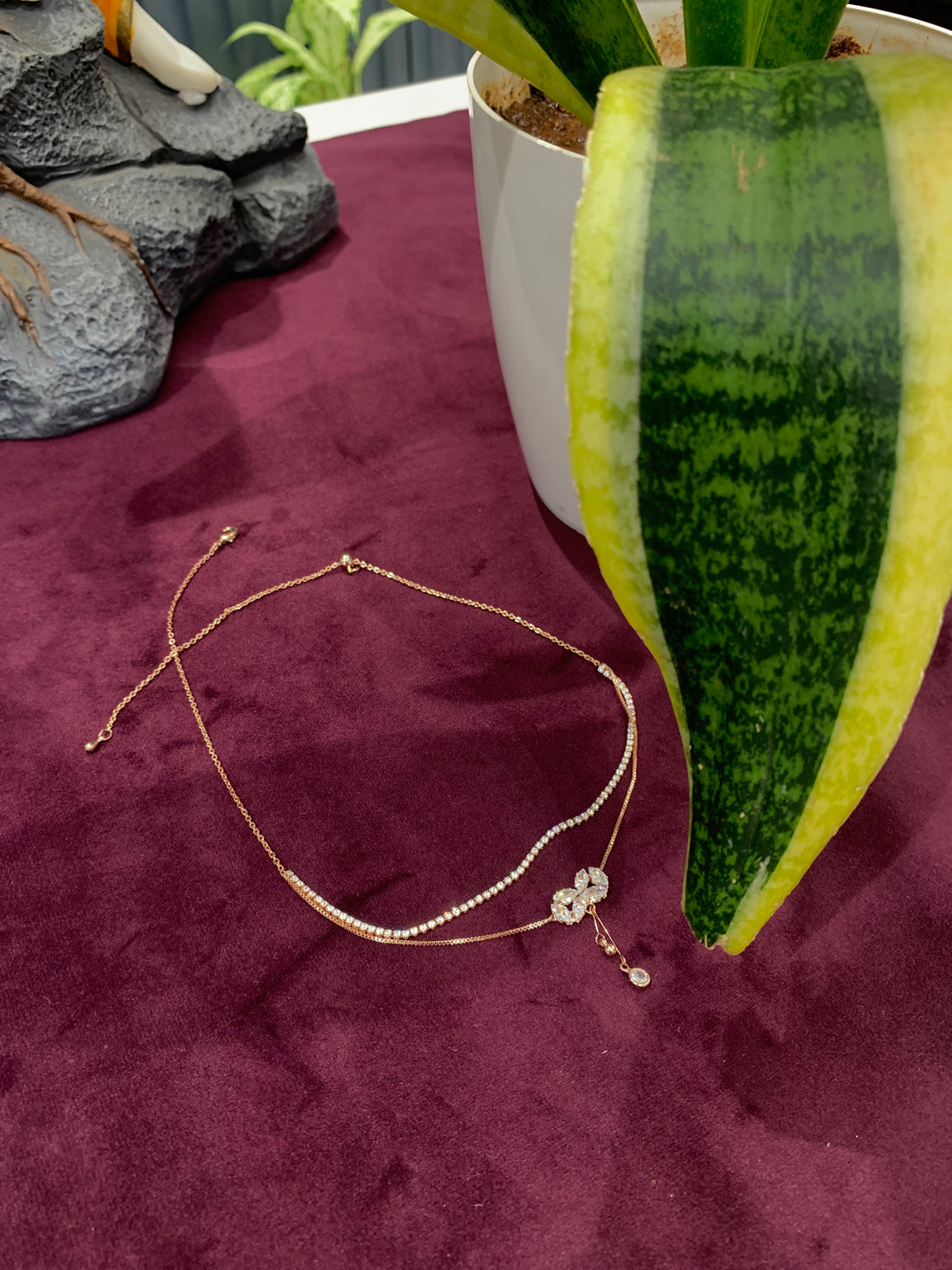 Beautiful rose gold simple chain with back adjustable rings