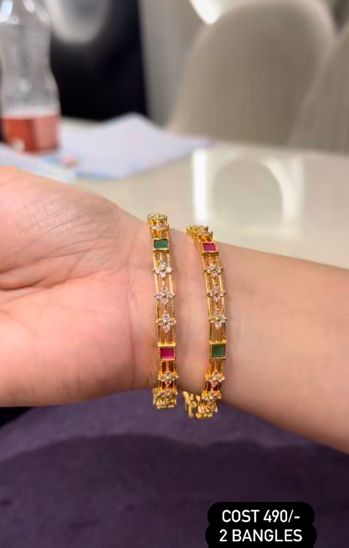 Beautiful multi stone bangles set of 2
