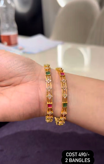 Beautiful multi stone bangles set of 2