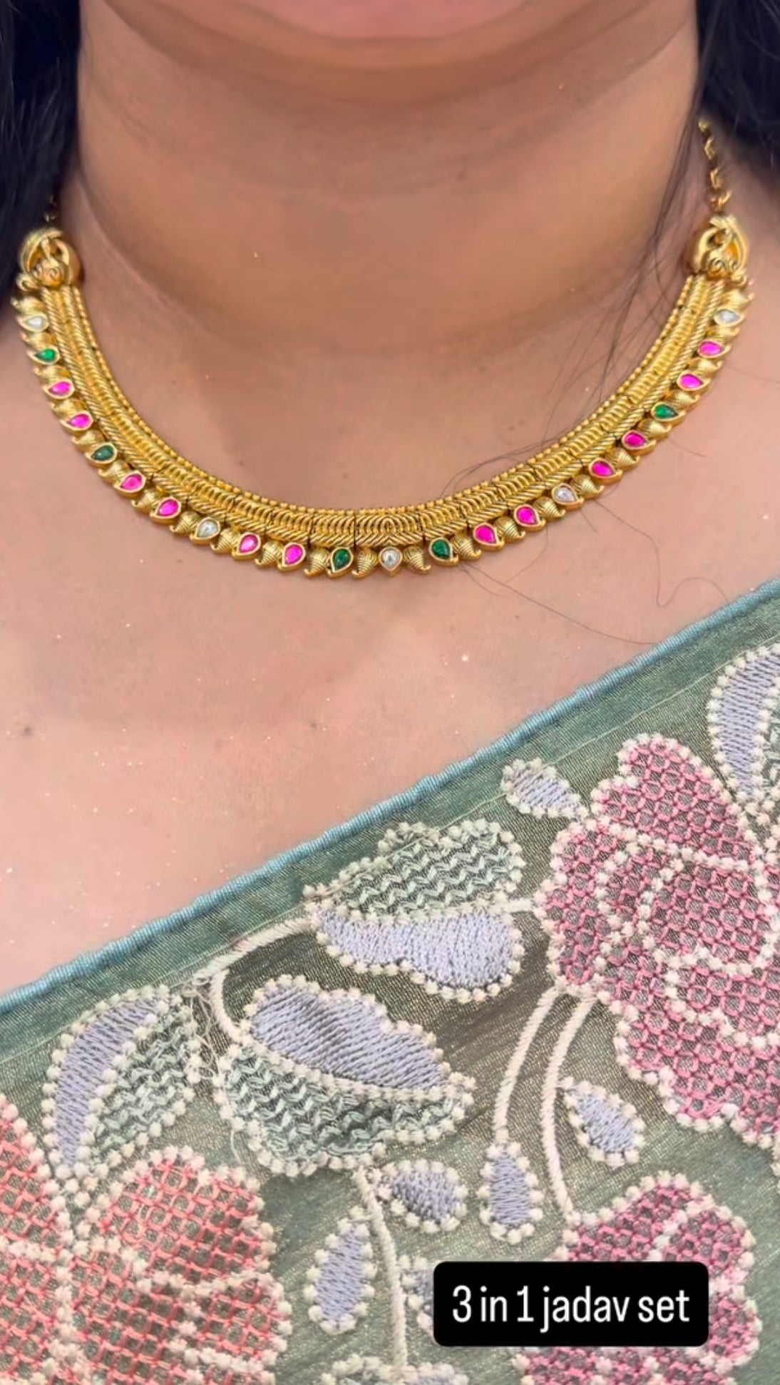 Beautiful 3 in 1 jadav necklace