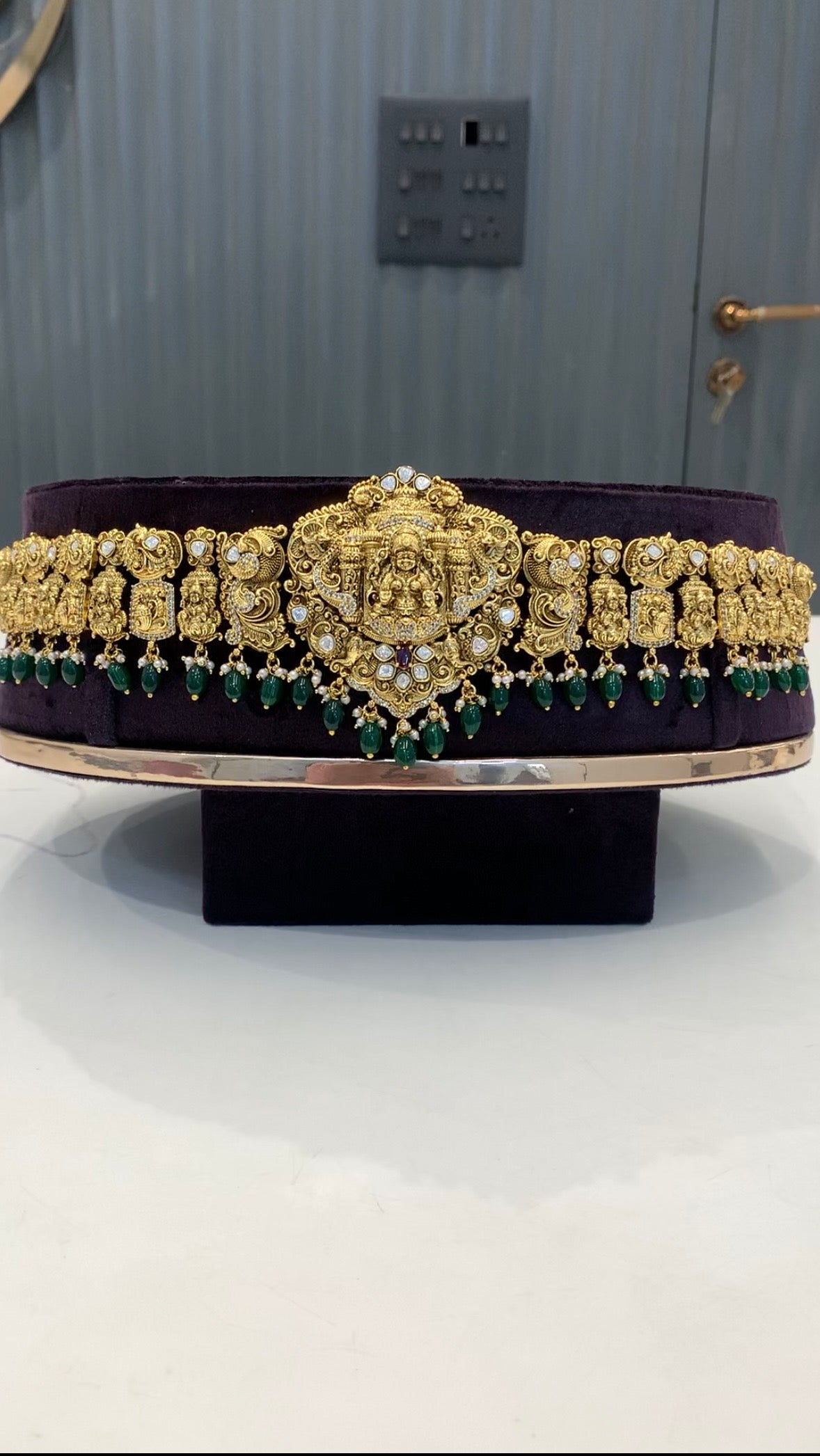 Beautiful Real Mossiante Stone Chain Hipbelt
