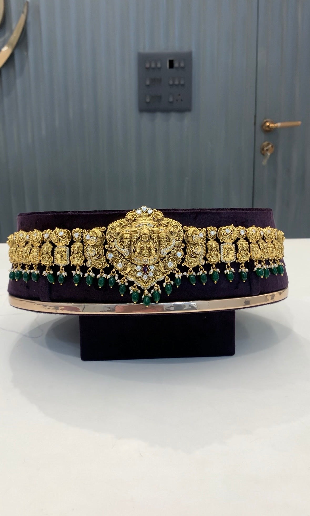 Beautiful Real Mossiante Stone Chain Hipbelt