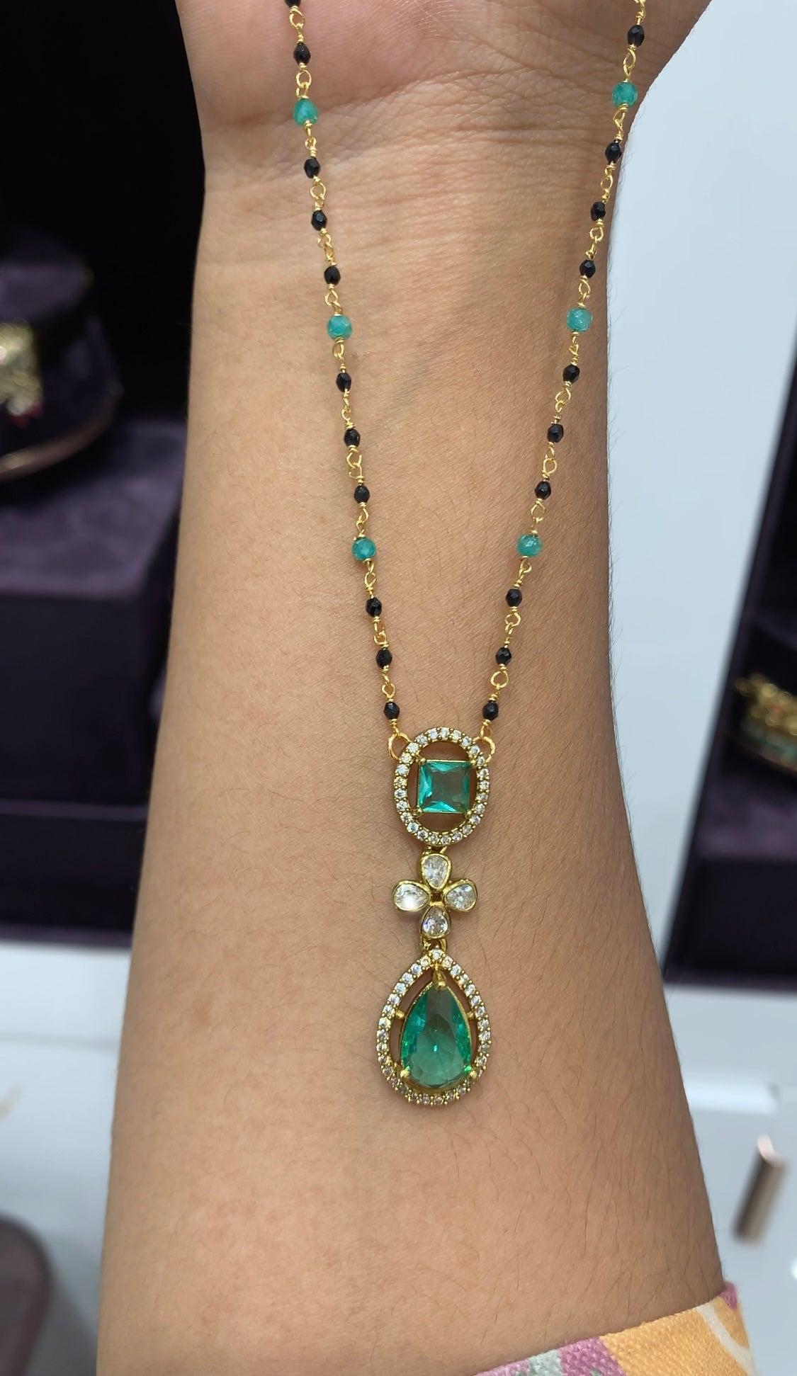 Beautiful Locket set with Black beads