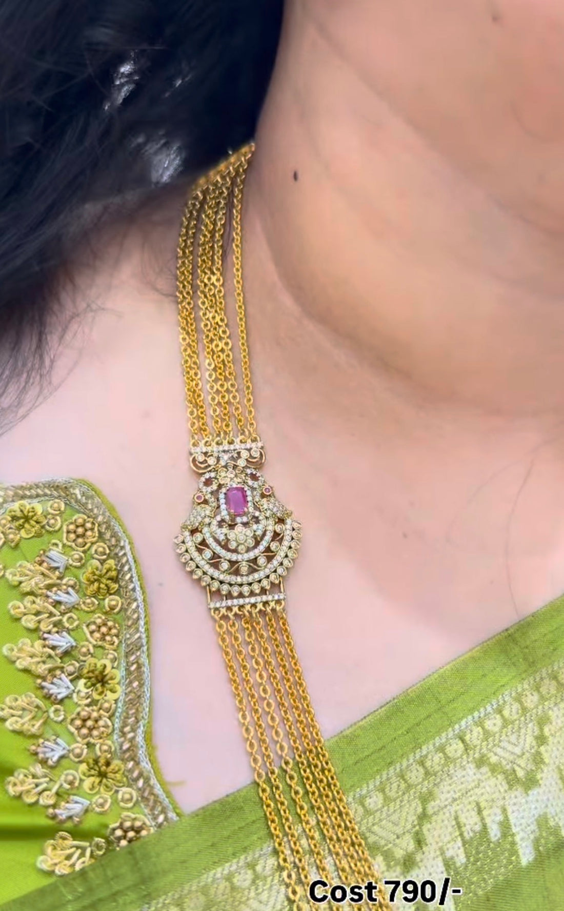 Beautiful Side locket with Chandraharam chains