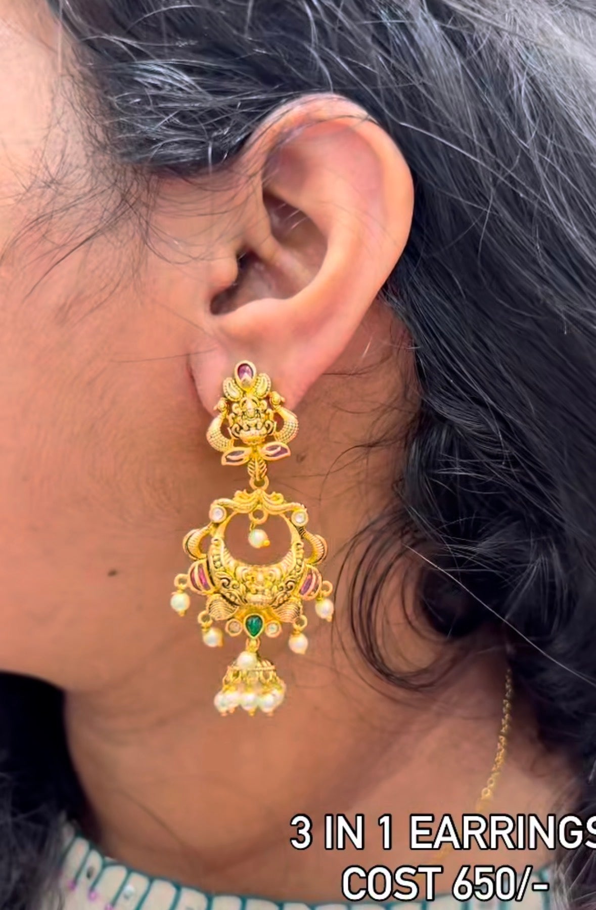 Beautiful customised 3 in 1 earrings