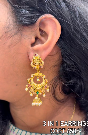 Beautiful customised 3 in 1 earrings