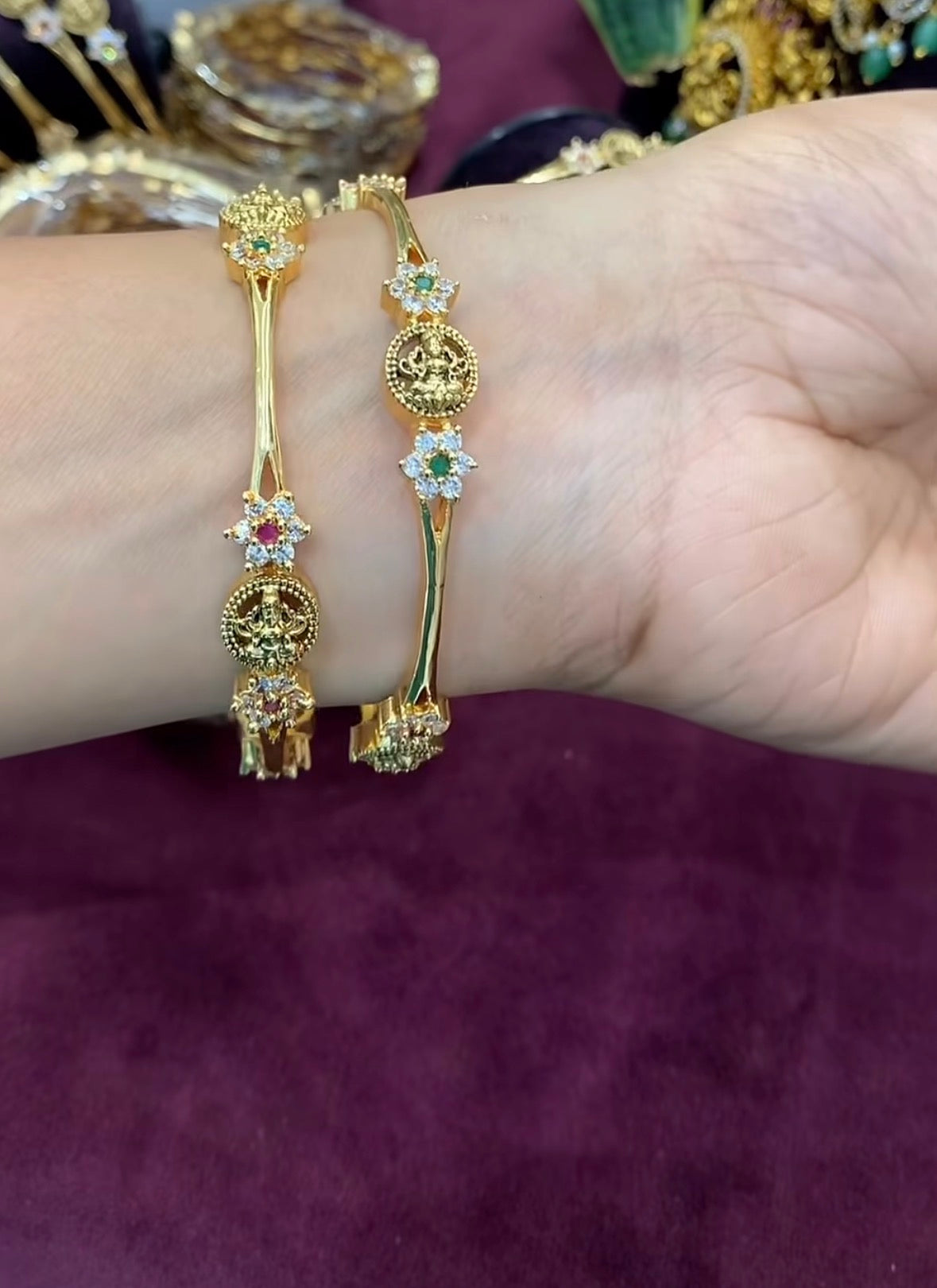 Beautiful multi stone bangles set of 2
