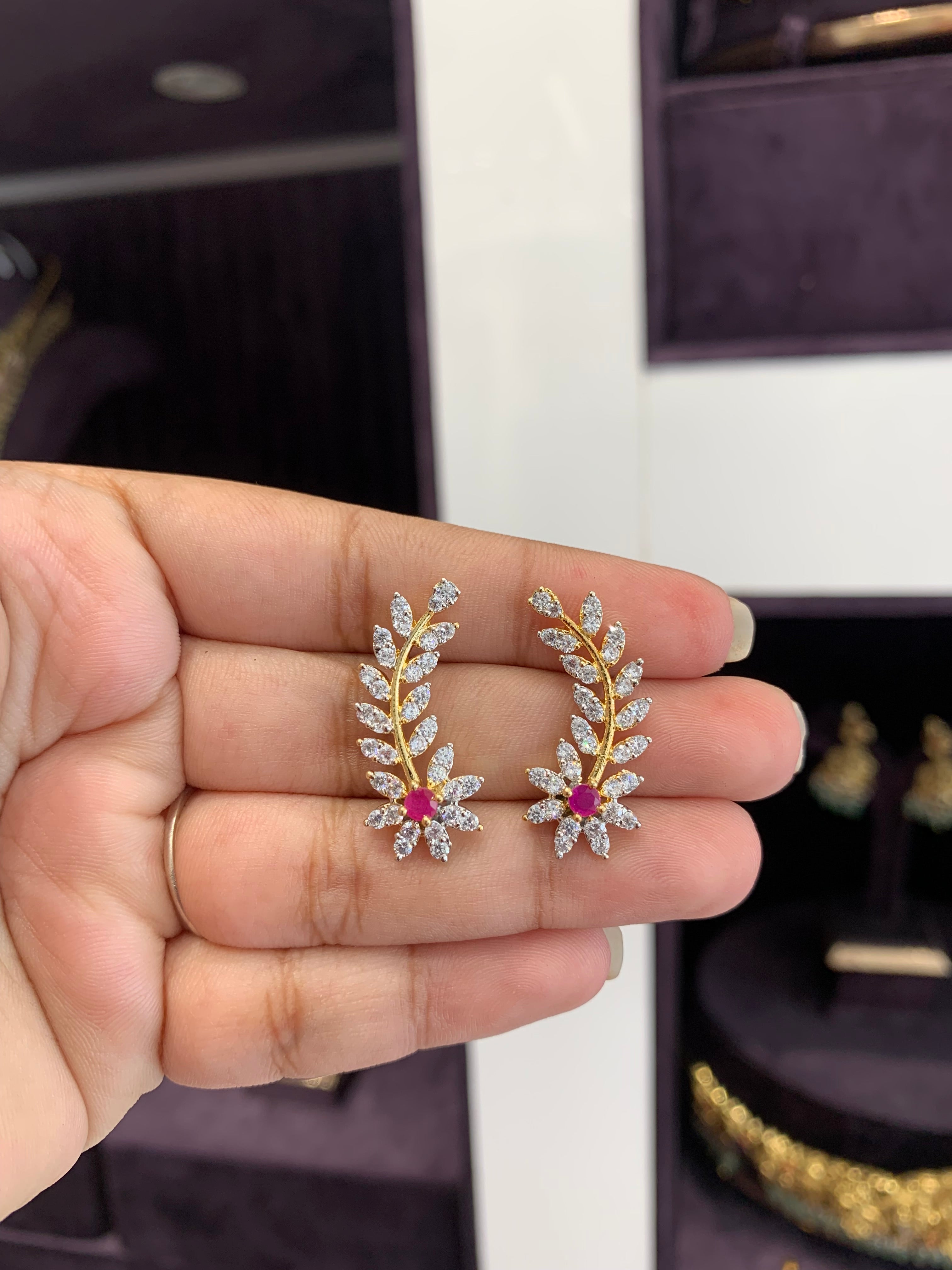 Beautiful nd stylish earcuffs model with ruby stone back stopper