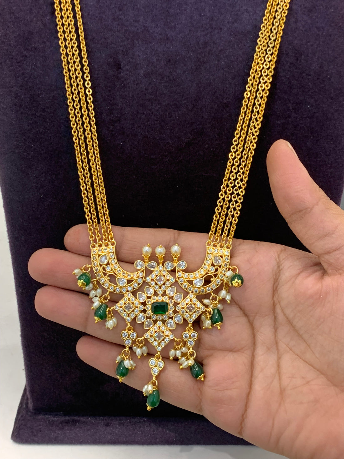 Beautiful Locket with 4 line Chandraharam