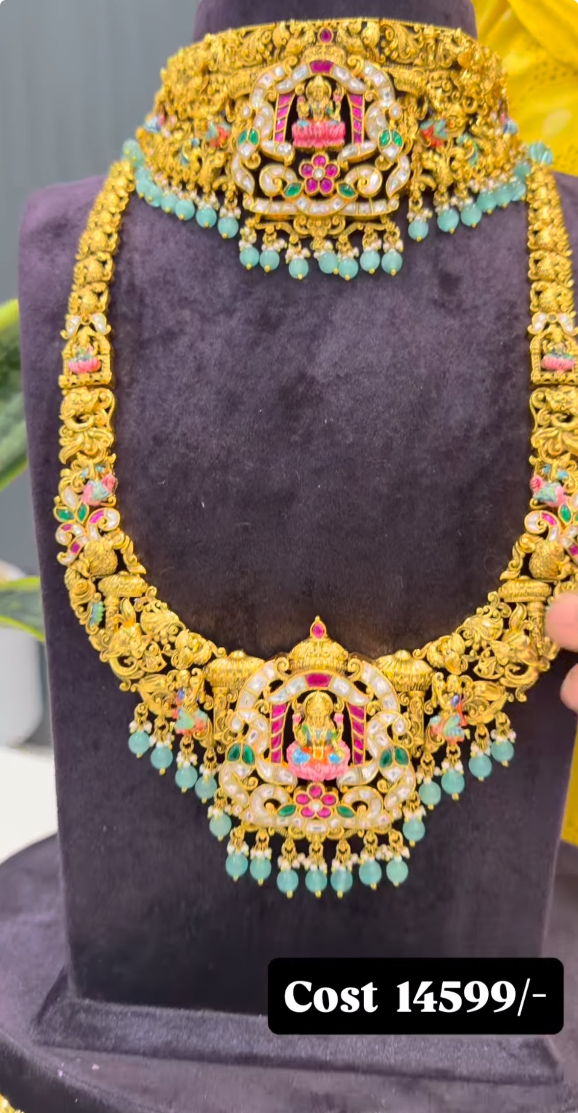 Beautiful meenakari combo set with jadav stone premium set