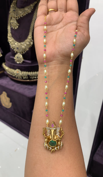Beautiful ganesh customised beads set 18 inchs