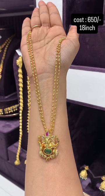 Beautiful Ganesh Pendent with Goldball Chain