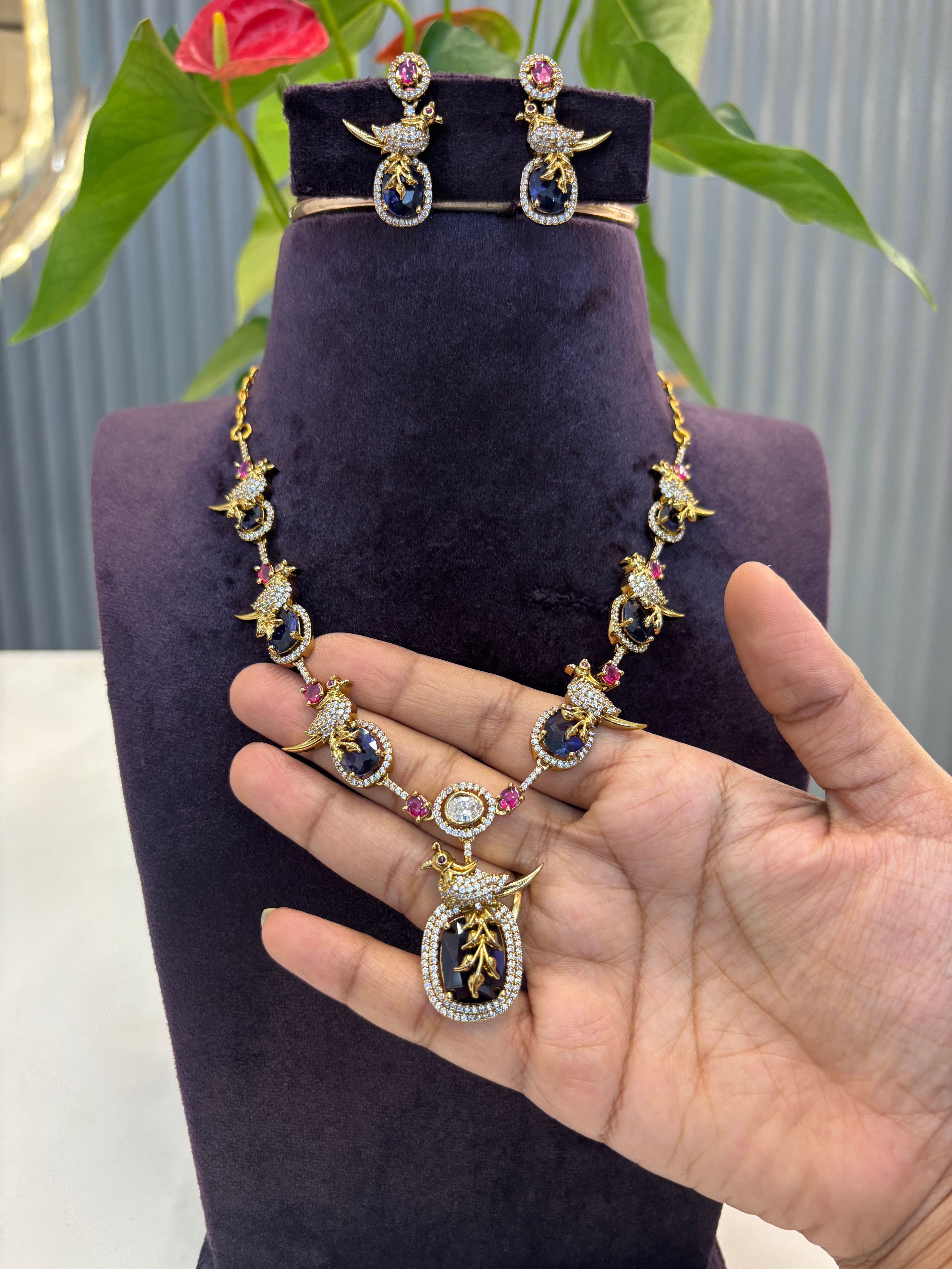 Beautiful Purple Stone parrot Necklace