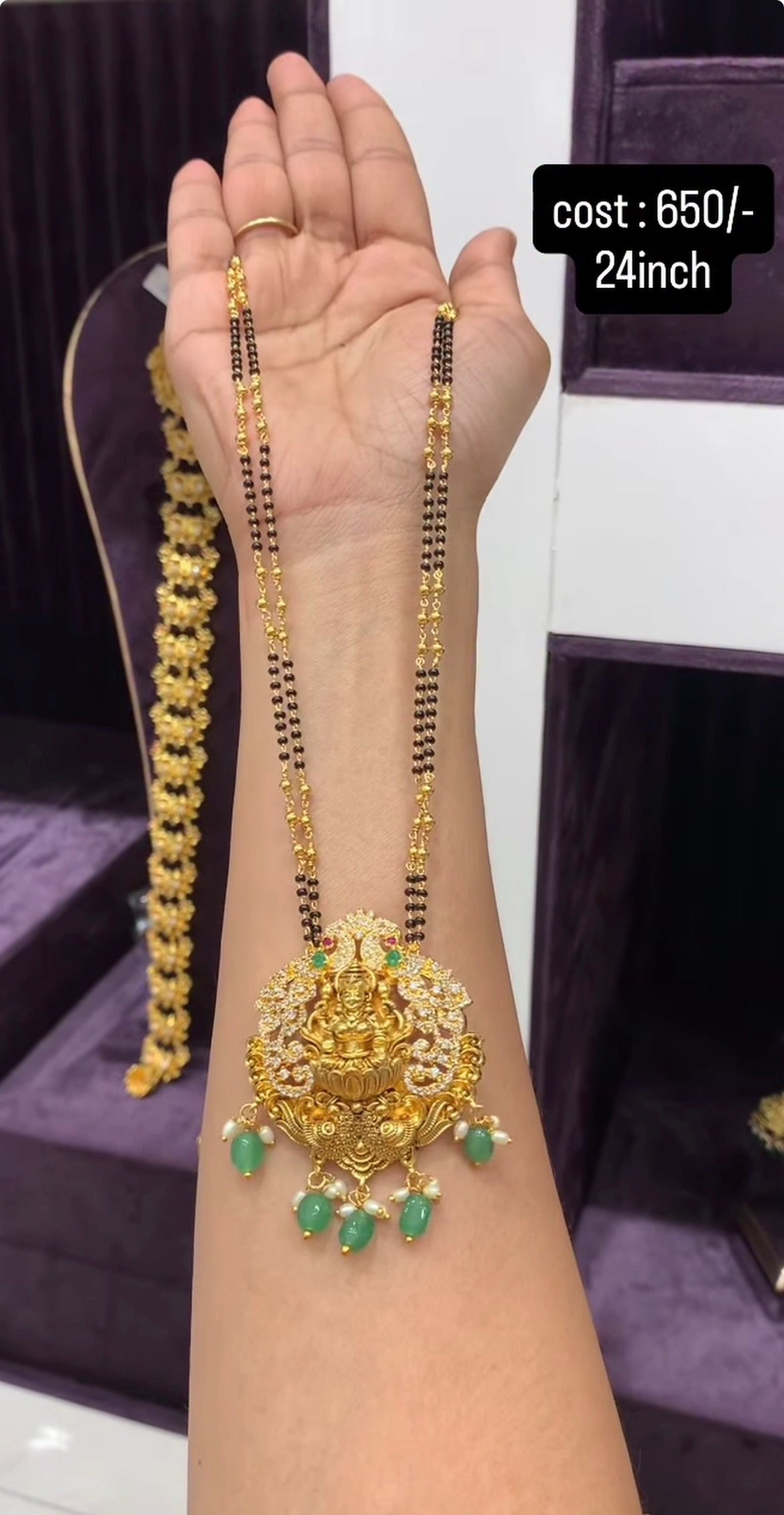 Beautiful Lakshmi Devi pendent with Blackbeads