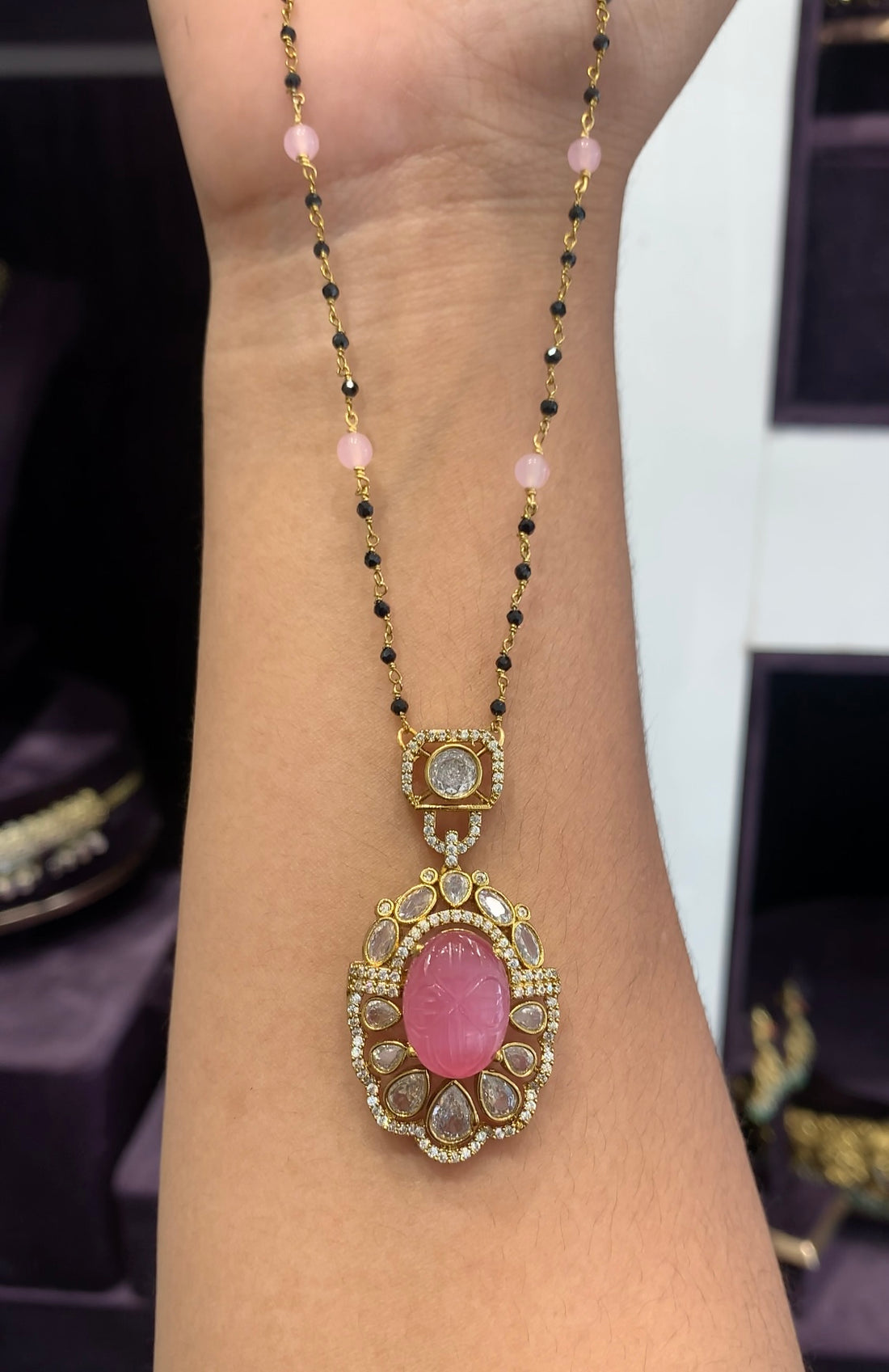 Beautiful Locket with Black beads