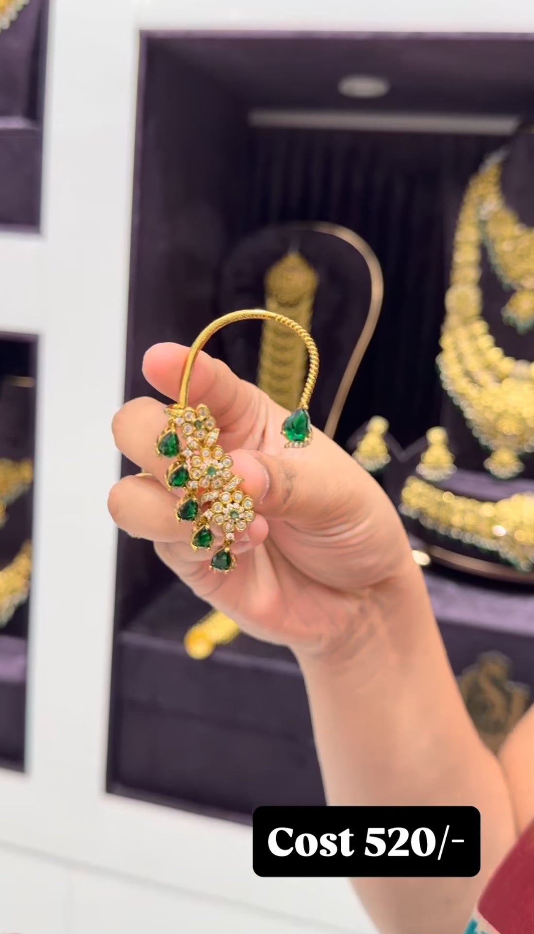 Beautiful green stone earcuffs