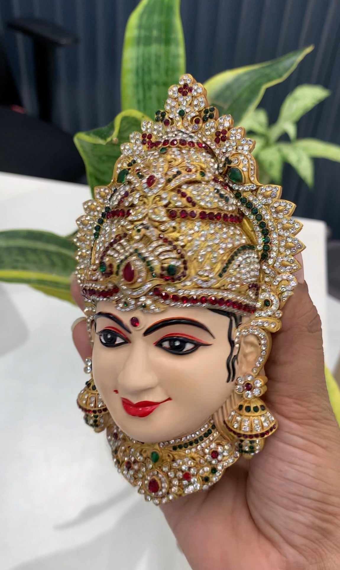 Beautiful ammavari face 6inchs (green & meroon) combination
