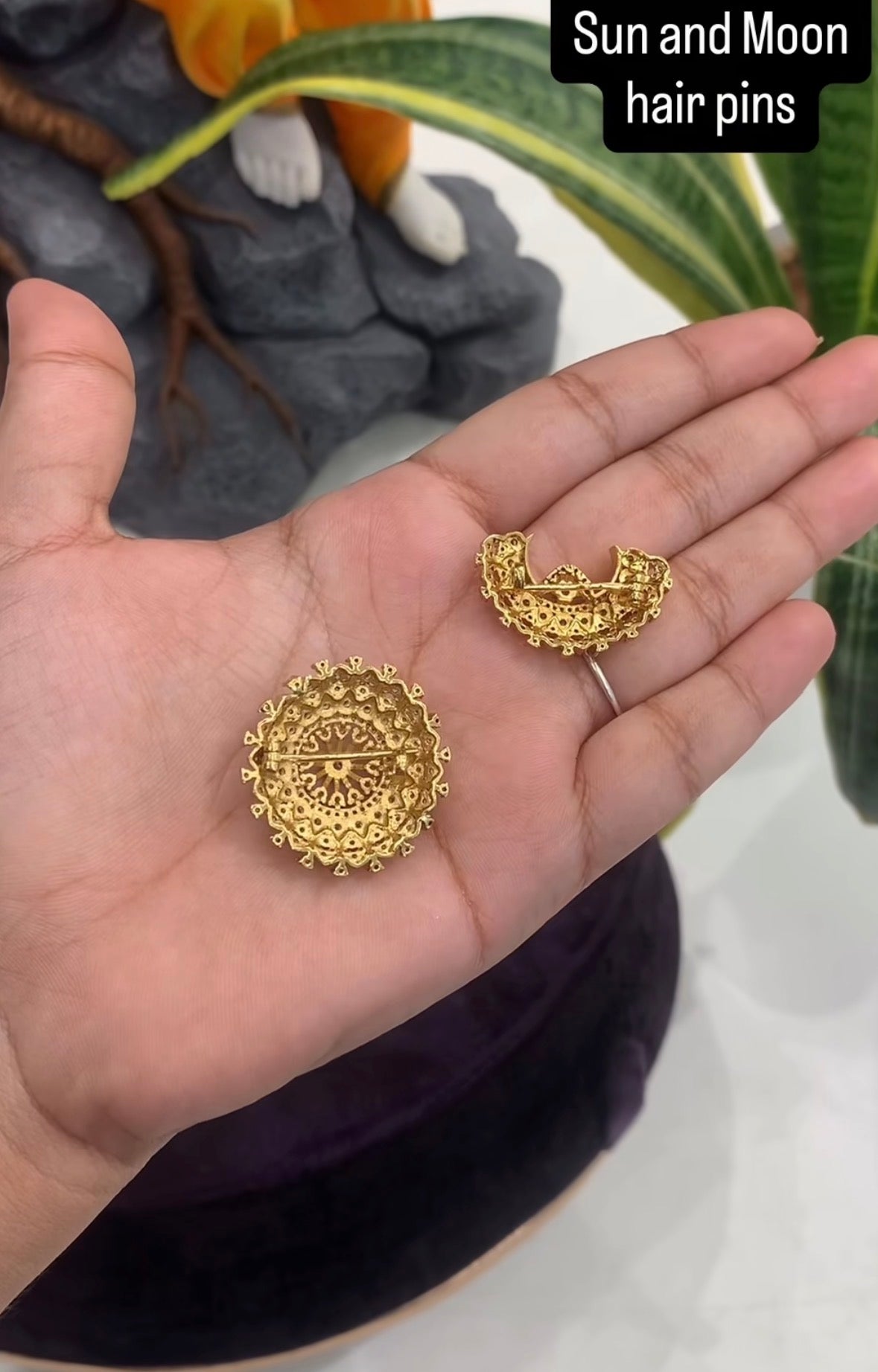 Beautiful sun moon hair pins