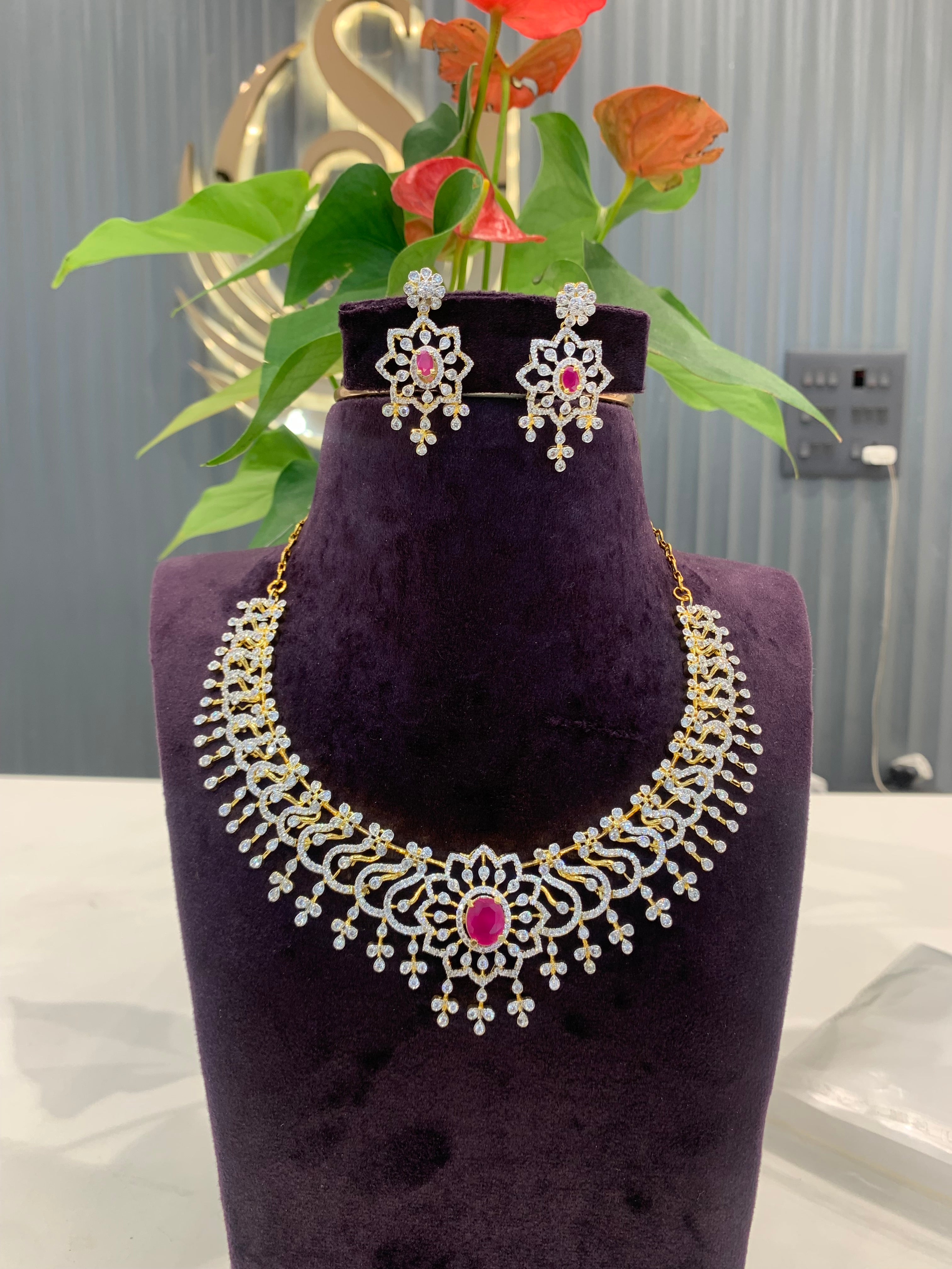 Beautiful GJ polish changeable stone  neckset set