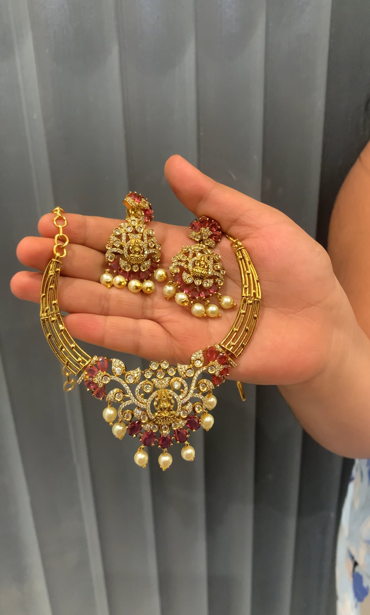 Beautiful kids red stone kanti necklace