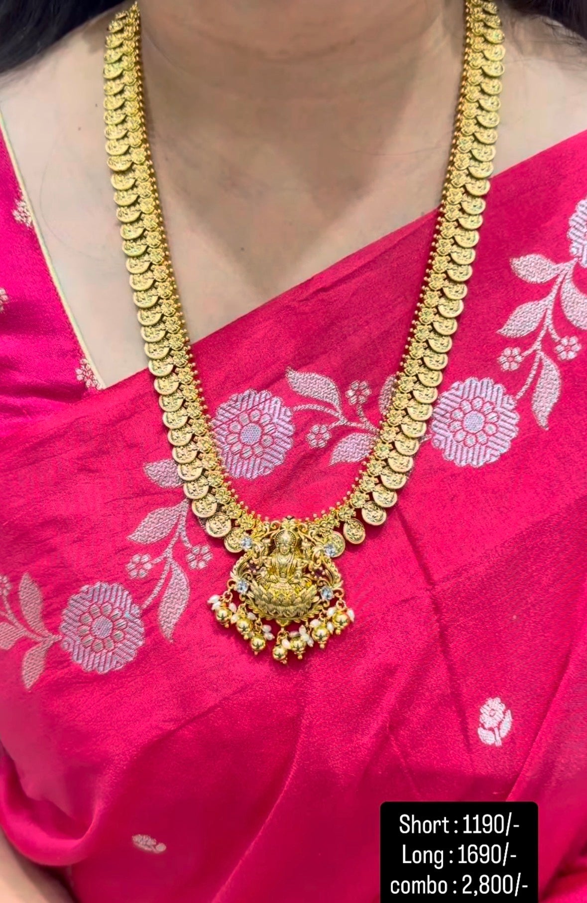 Beautiful Detachable Lakshmidevi Locket With Kasula Haram