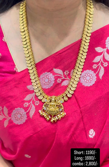 Beautiful Detachable Lakshmidevi Locket With Kasula Haram