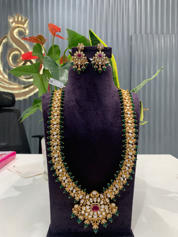 Beautiful long haram with uncut stones