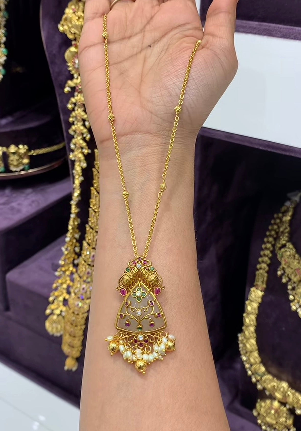 Beautiful Locket With stylish Chandraharam Chain